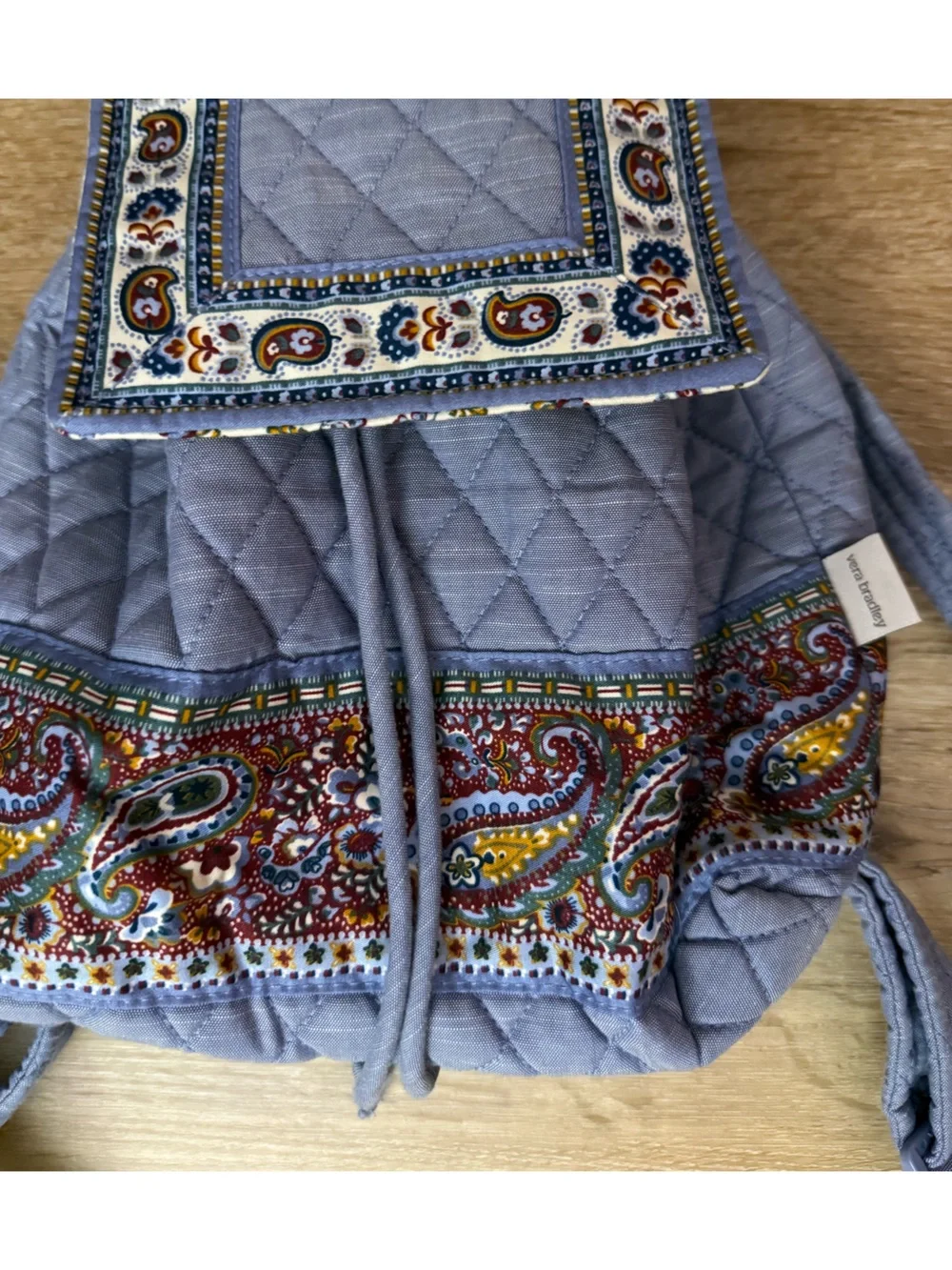 Vera Bradley Denim-Color Blue Quilted Drawstring Backpack